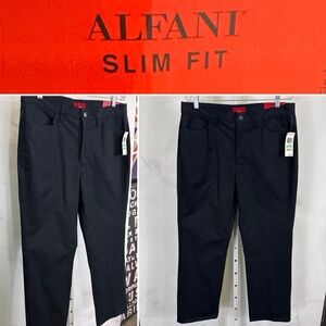 Alfani Slim Fit Stretch Flat Front Black Pants 34/29 NEW $30